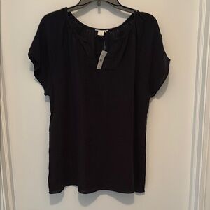 LOFT Black Short Sleeve Blouse